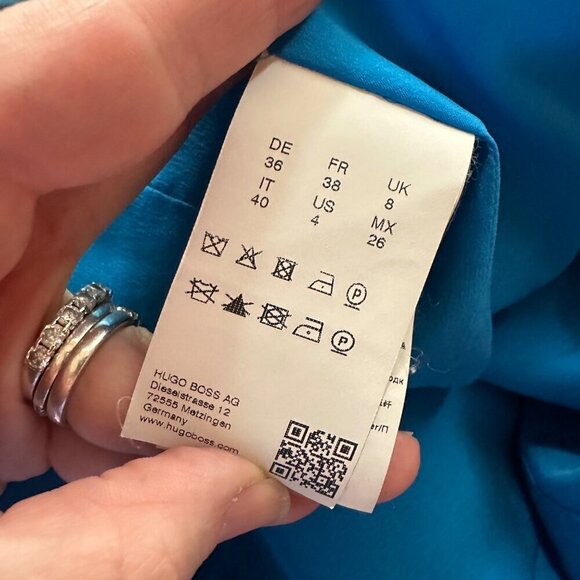 BOSS by Hugo Boss Delura Stretch Wool Blend Sheath Dress Turquoise Blue Size 4 - Picture 7 of 11